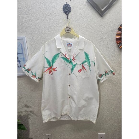Paradise Found Hawaiian Men's Cotton Tropical Print Shirt XL - Picture 1 of 8